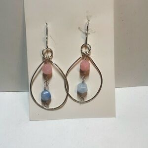 Elegant Silver Drop Earrings with Morganite Beads